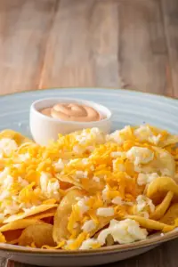 Chipsuri de casă cu mozzarella, cheddar și sosul casei